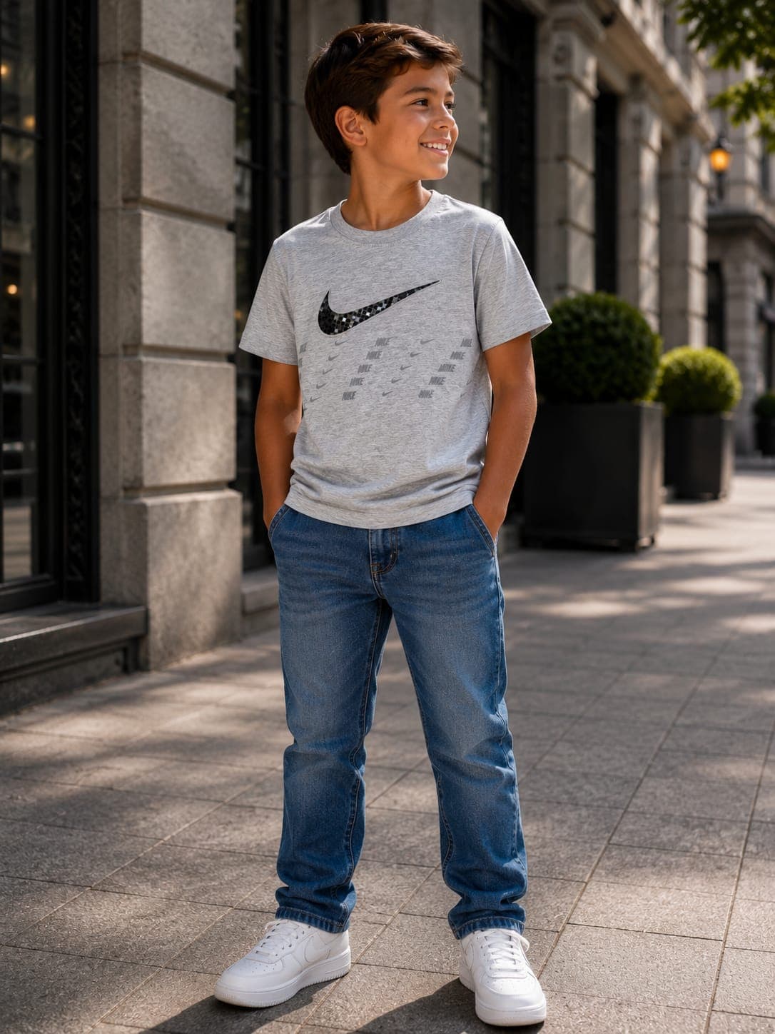 Camiseta para Niño NK - Gris