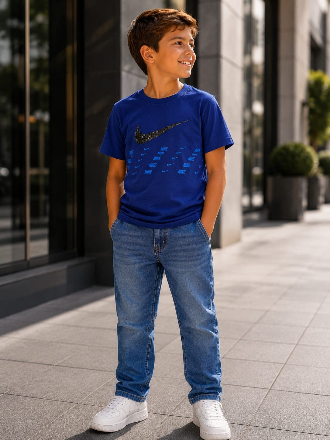 Camiseta para Niño NK - Azul Eléctrico