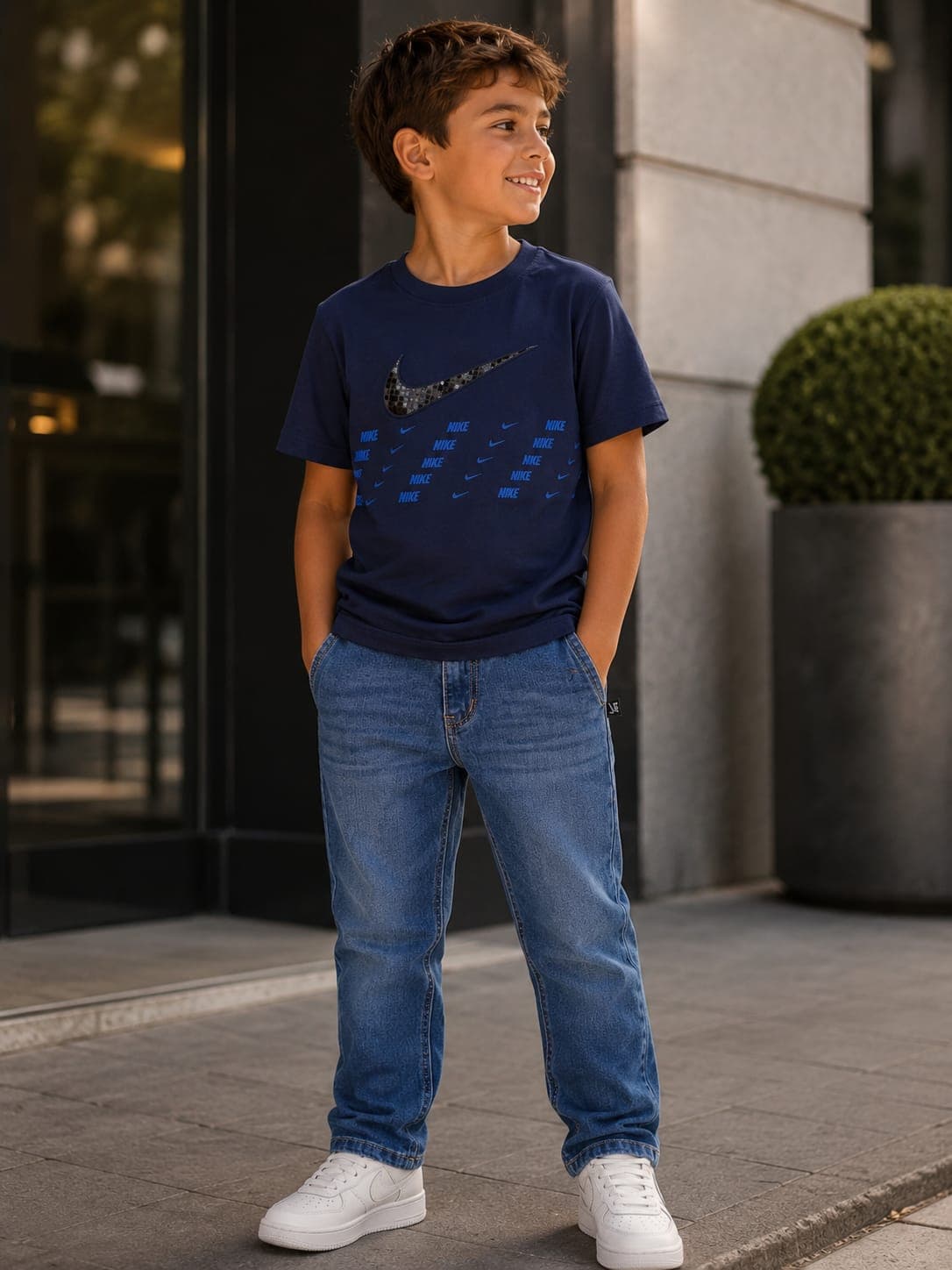 Camiseta para Niño NK - Azul Oscuro
